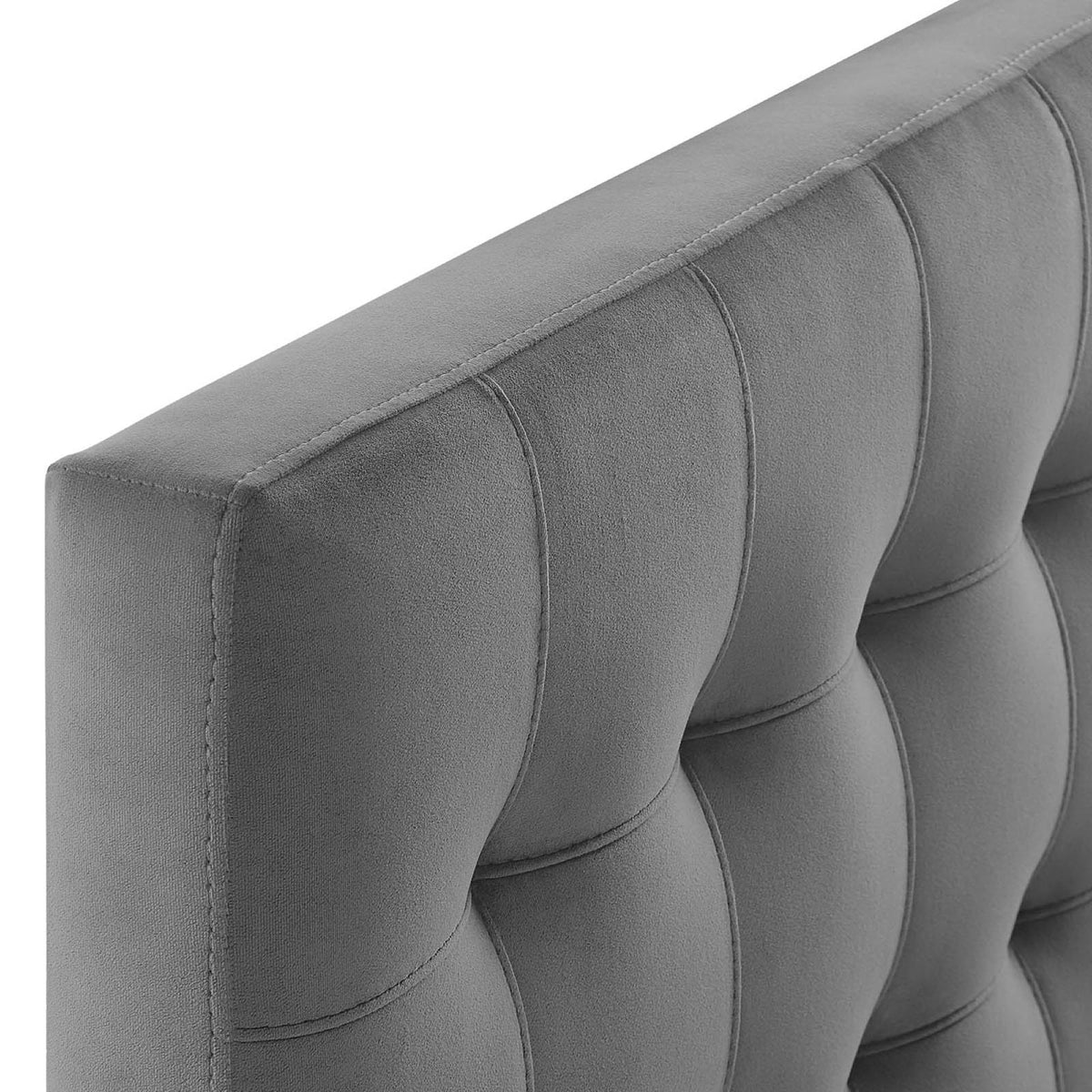 Lily Biscuit Tufted Performance Velvet Headboard by Modway, gray velvet with stitched panels on Tampa Home & Garden Store