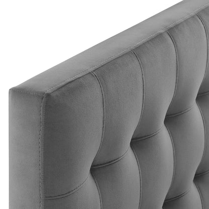 Lily Biscuit Tufted Performance Velvet Headboard by Modway, gray velvet with stitched panels on Tampa Home & Garden Store