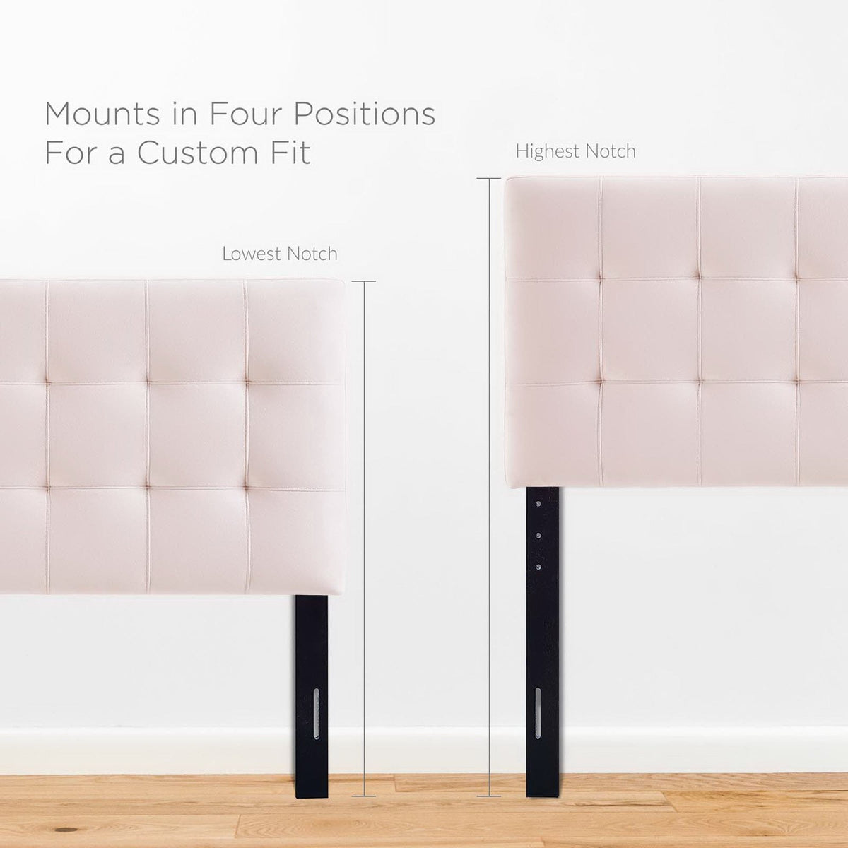 Lily Biscuit Tufted Performance Velvet Headboard pair, blush pink, square-tufted, by Modway on Tampa Home & Garden Store