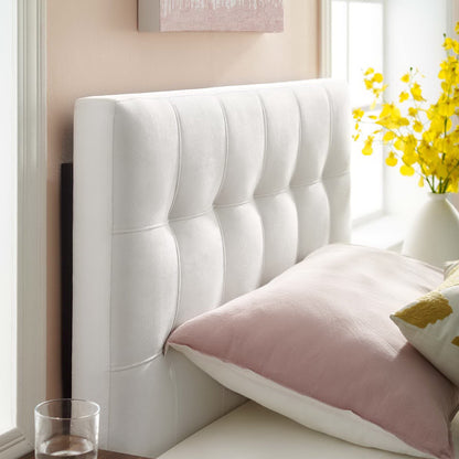 Lily Biscuit Tufted Performance Velvet Headboard in white with vertical tufted channels on Tampa Home & Garden Store