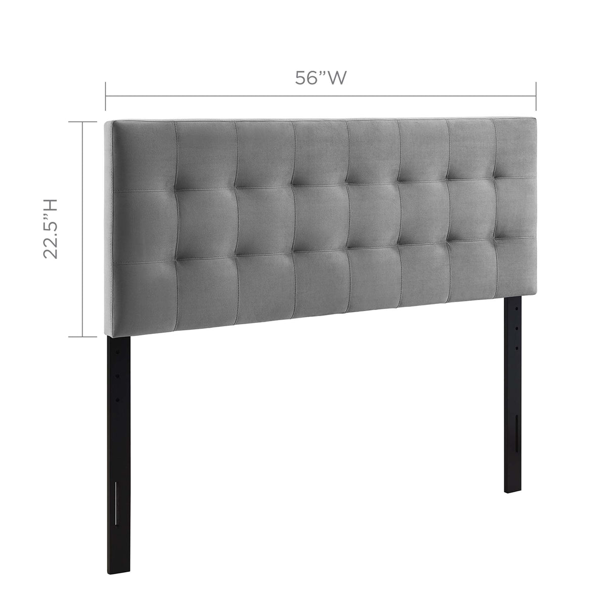 Lily Biscuit Tufted Performance Velvet Headboard gray velvet with square tufting 56W on Tampa Home & Garden Store