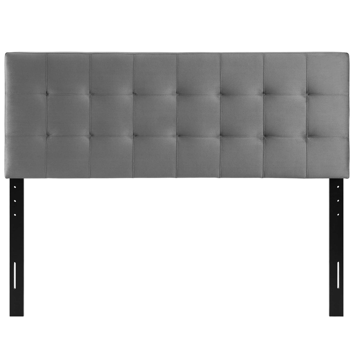 Headboard Lily Biscuit Tufted Performance Velvet in gray with square tufting HouseOfZazla on Tampa Home & Garden Store