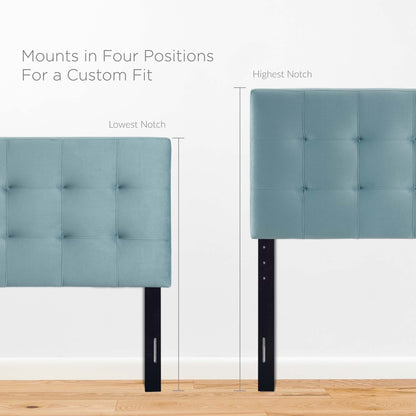 Lily Biscuit Tufted Performance Velvet Headboard in teal blue with biscuit-tufted panels on Tampa Home & Garden Store