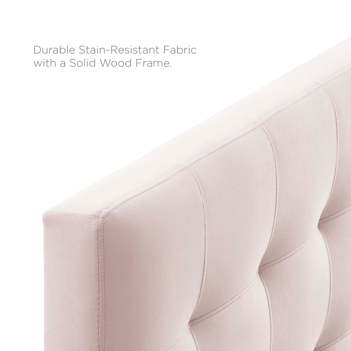 Lily Biscuit Tufted Performance Velvet Headboard in blush pink by Modway, close-up tufted detail on Tampa Home & Garden Store