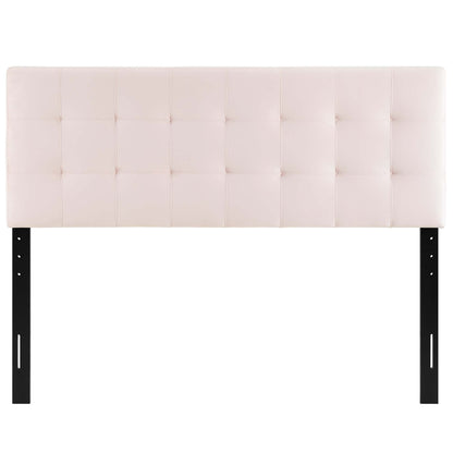 Headboard Lily Biscuit Tufted Performance Velvet blush pink with tufting and metal legs on Tampa Home & Garden Store