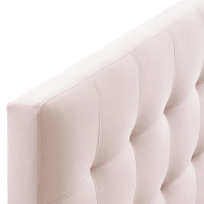 Queen Lily Biscuit Tufted Headboard in blush velvet with curved panels on Tampa Home & Garden Store