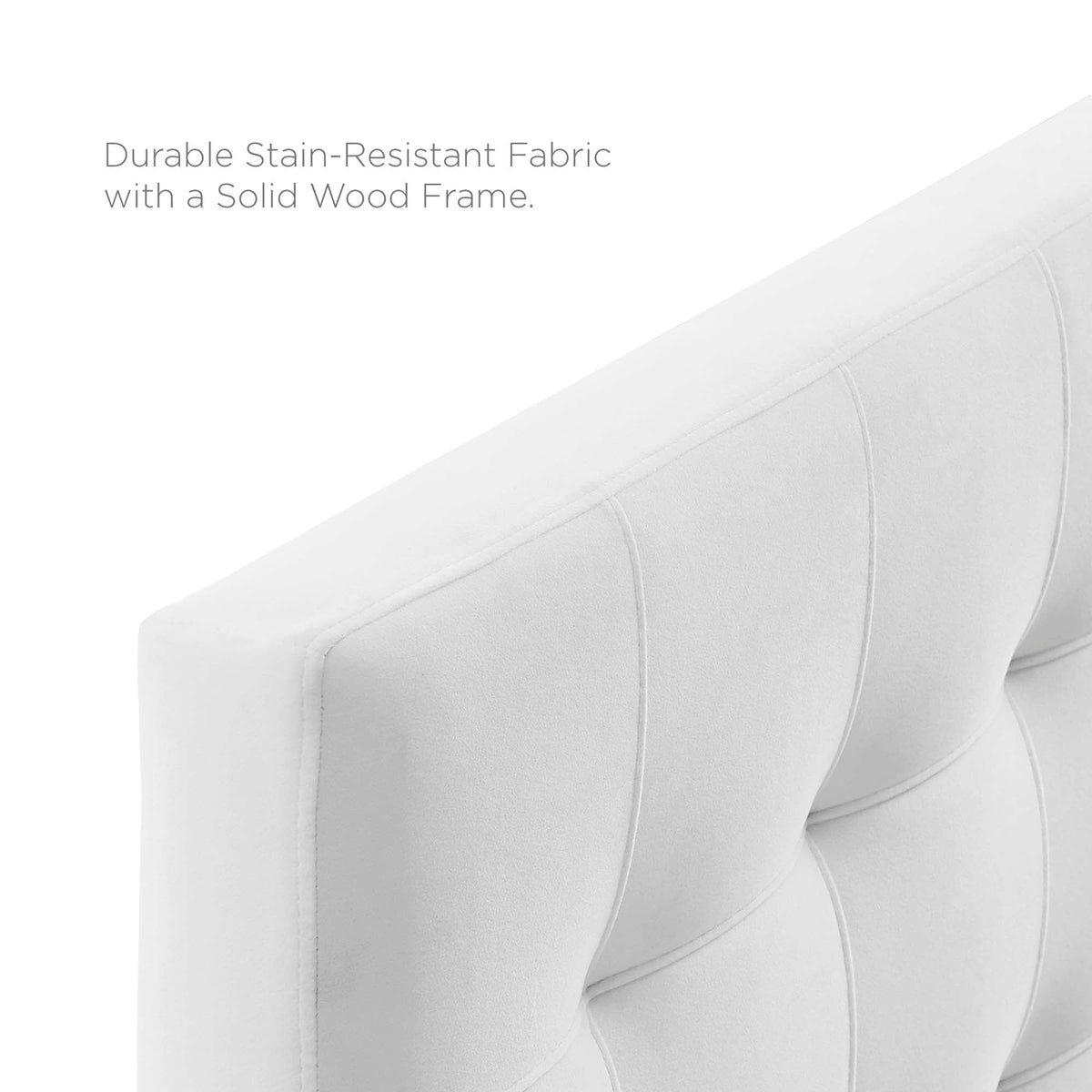 Lily Biscuit Tufted Queen Headboard in gray performance velvet with solid wood frame on Tampa Home & Garden Store