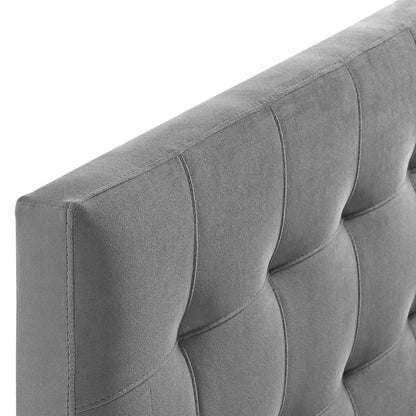 Headboard Lily Biscuit Tufted Velvet, gray performance velvet by HouseOfZazla on Tampa Home & Garden Store
