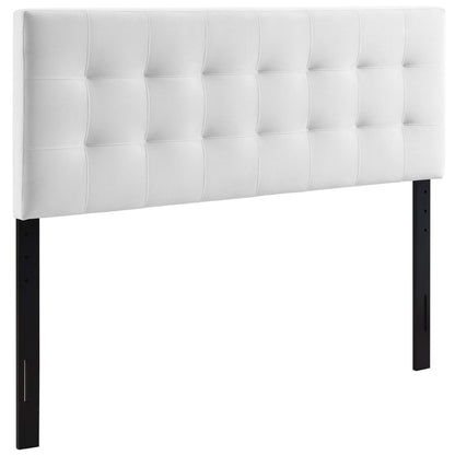 Lily Biscuit Tufted Performance Velvet Headboard in white with grid tufting and black legs on Tampa Home & Garden Store