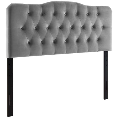 Annabel Diamond Tufted King Headboard in gray Performance Velvet with diamond tufting on Tampa Home & Garden Store