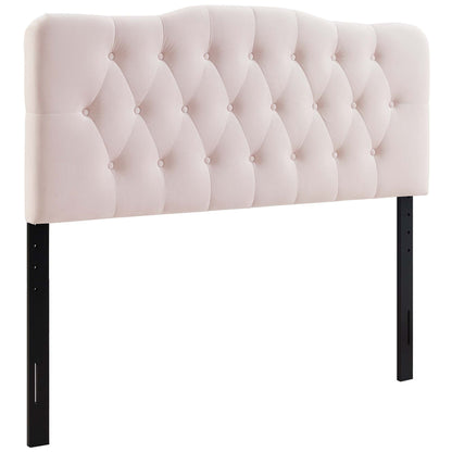 Annabel Diamond Tufted Velvet King Headboard by Modway in blush with tufting and black legs on Tampa Home & Garden Store