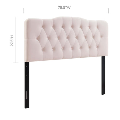 Annabel Diamond Tufted Velvet King Headboard, blush pink, tufting, black metal legs on Tampa Home & Garden Store
