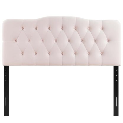 Annabel Diamond Tufted Velvet King Headboard in blush pink with diamond tufting on Tampa Home & Garden Store