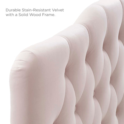 Annabel Diamond Tufted King Headboard in blush performance velvet by HouseOfZazla on Tampa Home & Garden Store