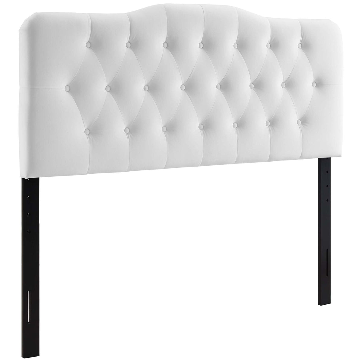 Annabel Diamond Tufted King Headboard white velvet tufting on black metal legs Modway on Tampa Home & Garden Store