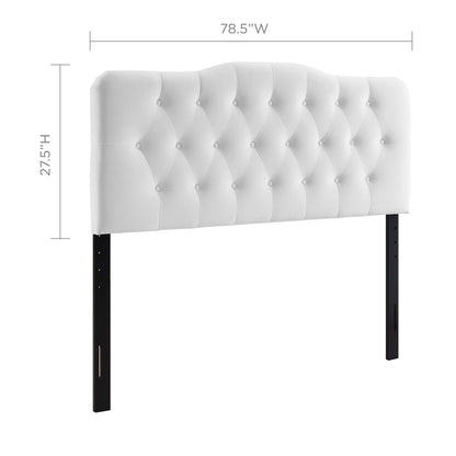 Annabel Diamond Tufted King Headboard in white performance velvet with diamond tufting by Modway on Tampa Home & Garden Store