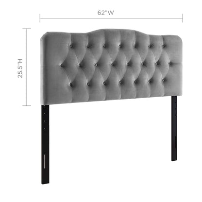 Annabel Diamond Tufted Performance Velvet Queen Headboard in gray by HouseOfZazla on Tampa Home & Garden Store