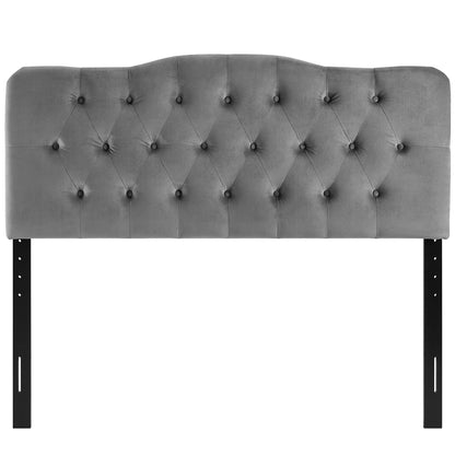 Annabel Diamond Tufted Queen Headboard, gray performance velvet, HouseOfZazla on Tampa Home & Garden Store