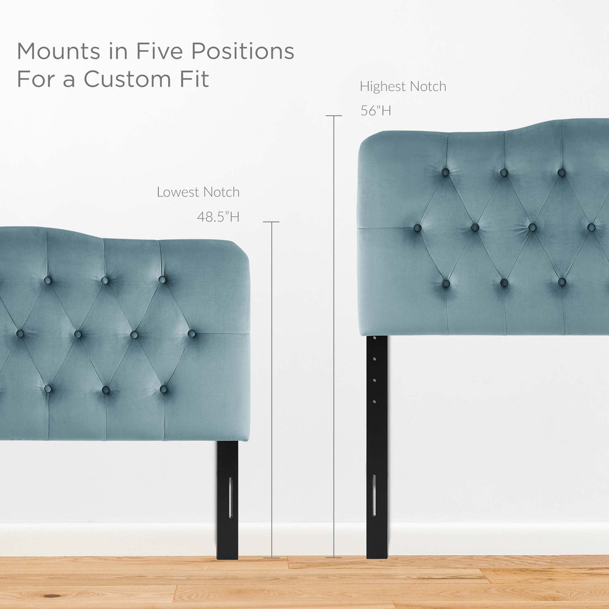 Annabel Diamond Tufted Performance Velvet Queen Headboard teal with diamond tufts, mounts on Tampa Home & Garden Store