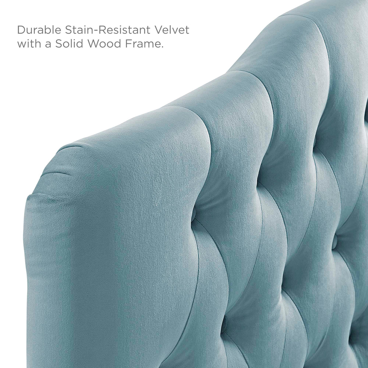Annabel Diamond Tufted Performance Velvet Queen Headboard in blue with diamond tufting on Tampa Home & Garden Store