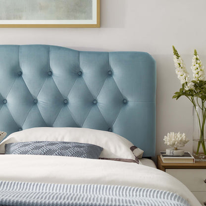 Annabel Diamond Tufted Velvet Queen Headboard in blue by HouseOfZazla on Tampa Home & Garden Store