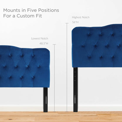 Annabel Diamond tufted performance velvet queen headboard pair in blue by HouseOfZazla on Tampa Home & Garden Store