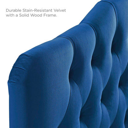Annabel Diamond Tufted Performance Velvet Queen Headboard in blue with diamond tufting on Tampa Home & Garden Store