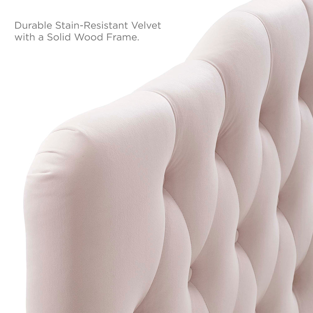 Annabel Diamond Tufted Performance Velvet Queen Headboard blush pink by HouseOfZazla on Tampa Home & Garden Store