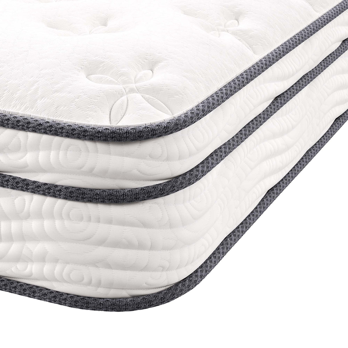 Jenna Innerspring and Foam Narrow Twin Mattress by Modway, white quilted top with border on Tampa Home & Garden Store