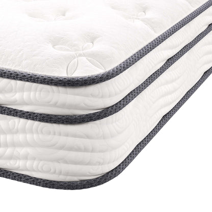 Jenna Innerspring and Foam Narrow Twin Mattress by Modway, white quilted top with border on Tampa Home & Garden Store