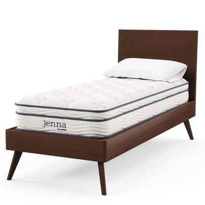 Jenna twin innerspring foam mattress by Modway on dark wood platform bed with quilted top on Tampa Home & Garden Store