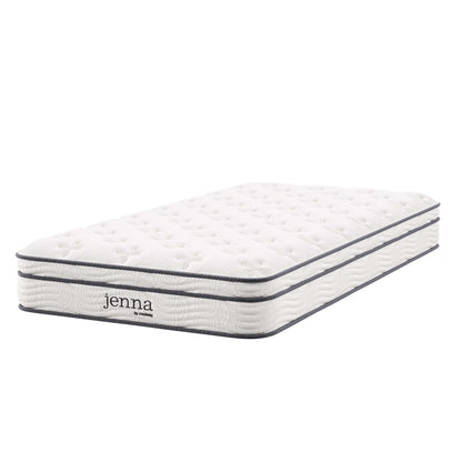 Jenna 8in Innerspring and Foam Twin Mattress by Modway in white quilted cover with gray piping on Tampa Home & Garden Store