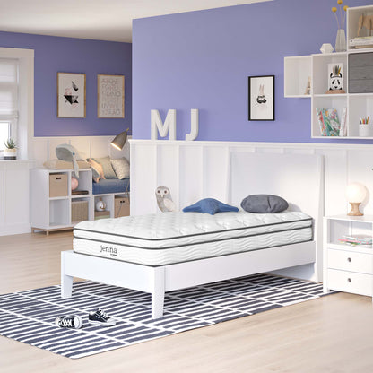 Jenna 8in innerspring foam twin mattress on white platform bed by Modway on Tampa Home & Garden Store