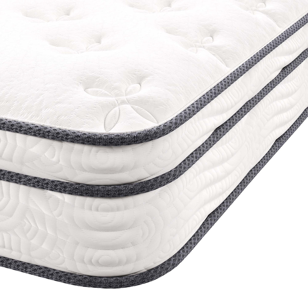 Twin Jenna 8in innerspring foam mattress by Modway with white quilted top and gray border on Tampa Home & Garden Store