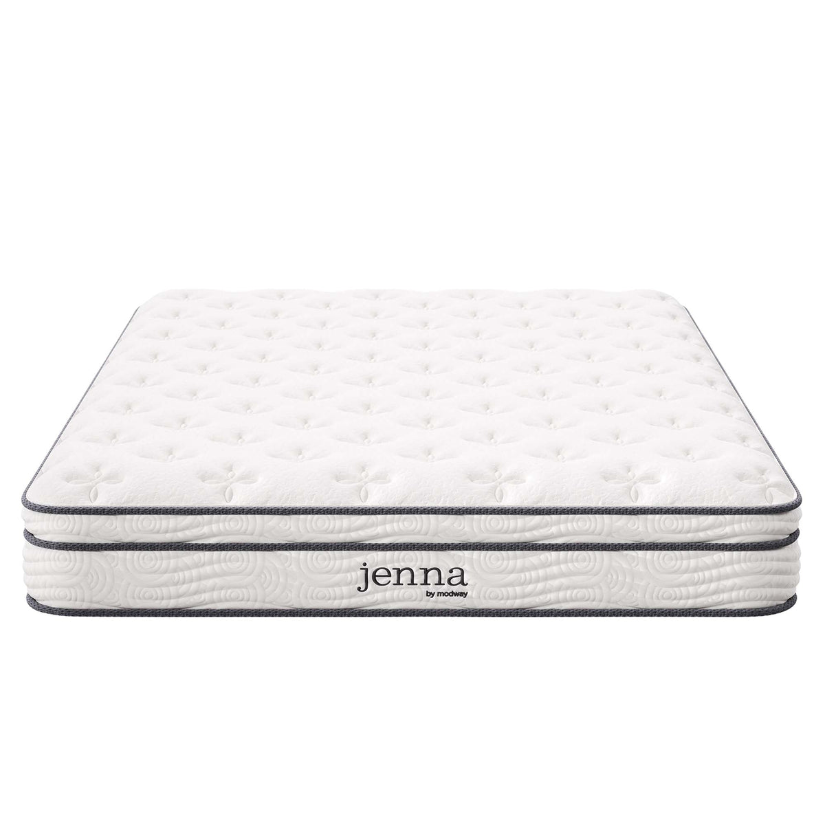 Twin Jenna 8in innerspring foam mattress by Modway, white quilted top with gray edge (2pc) on Tampa Home & Garden Store