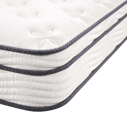Twin Jenna 8in innerspring-foam mattress white quilted cover with gray piping HouseOfZazla on Tampa Home & Garden Store