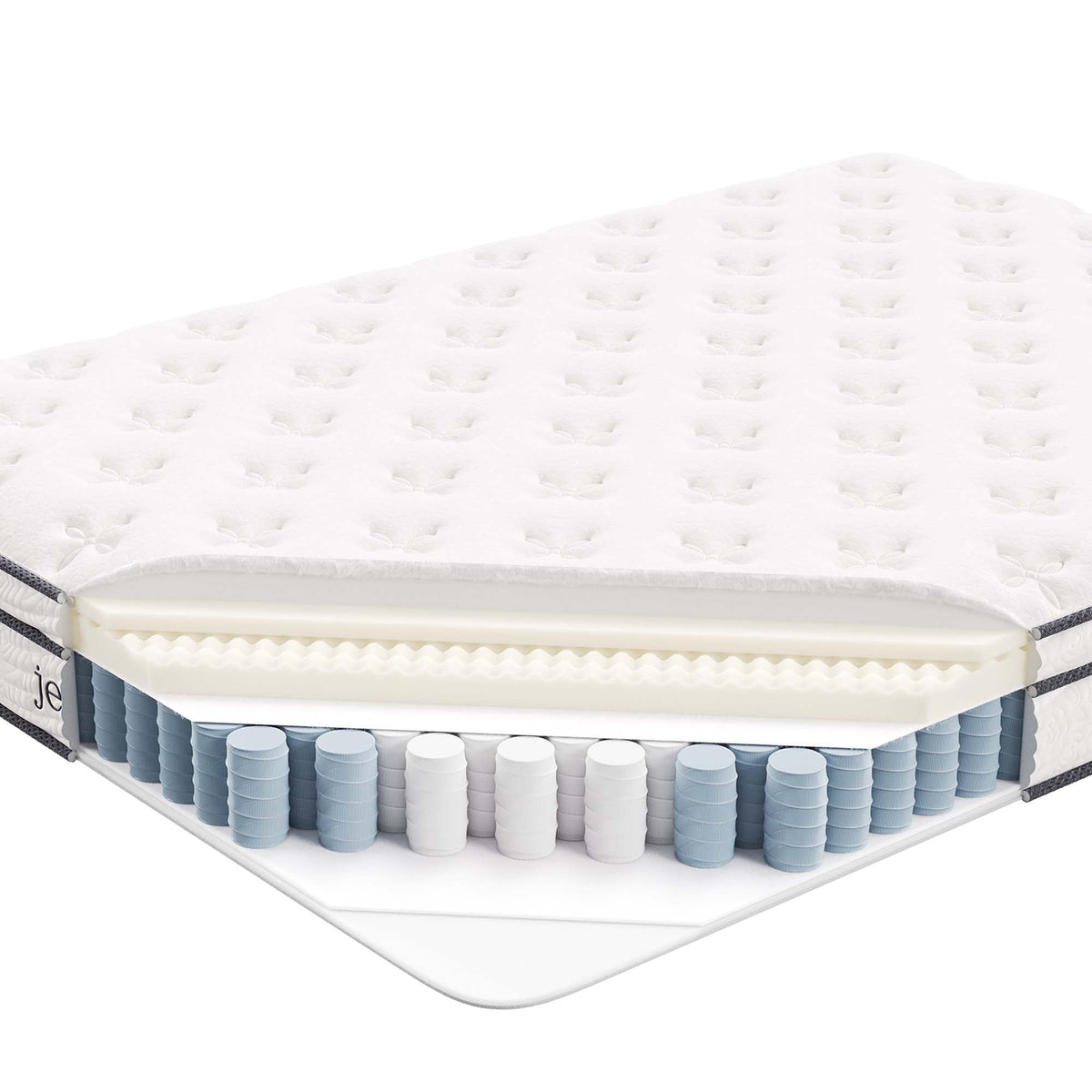 Jenna 8-inch innerspring foam twin mattress white quilted top with blue springs on Tampa Home & Garden Store
