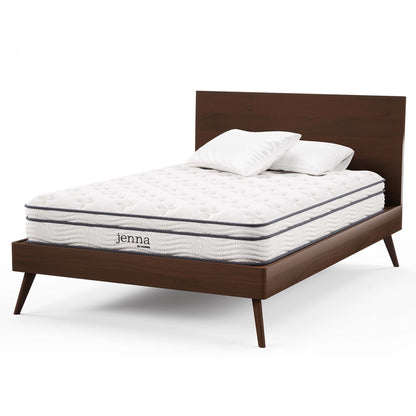Twin Jenna 8in innerspring foam mattress by Modway on dark wood bed frame on Tampa Home & Garden Store