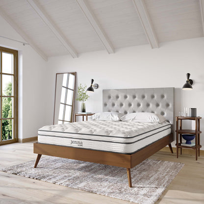 Jenna 8in innerspring foam twin mattress by Modway on a platform bed in a bright bedroom on Tampa Home & Garden Store