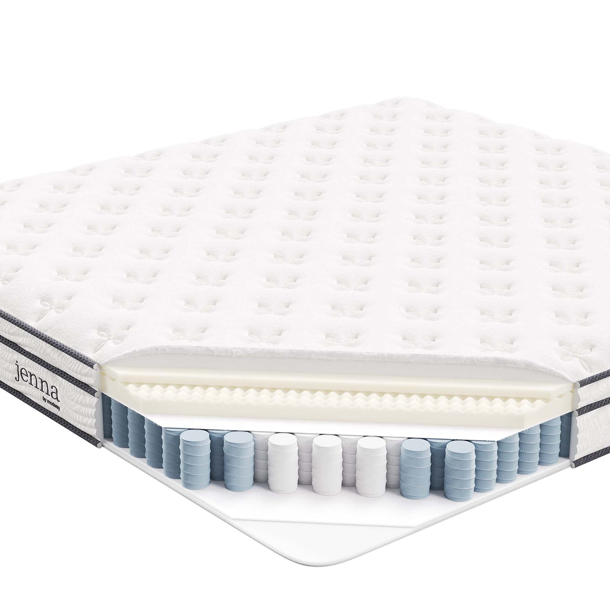 Twin Jenna 8in innerspring and foam mattress by Modway, white quilted top on Tampa Home & Garden Store