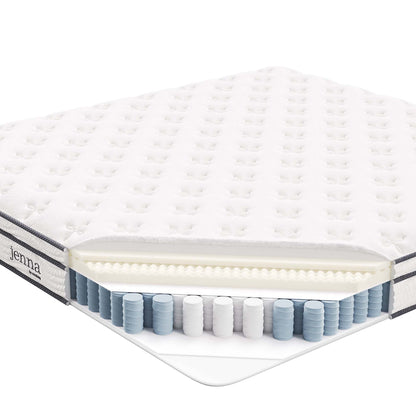 Twin Jenna 8in innerspring and foam mattress by Modway, white quilted top on Tampa Home & Garden Store