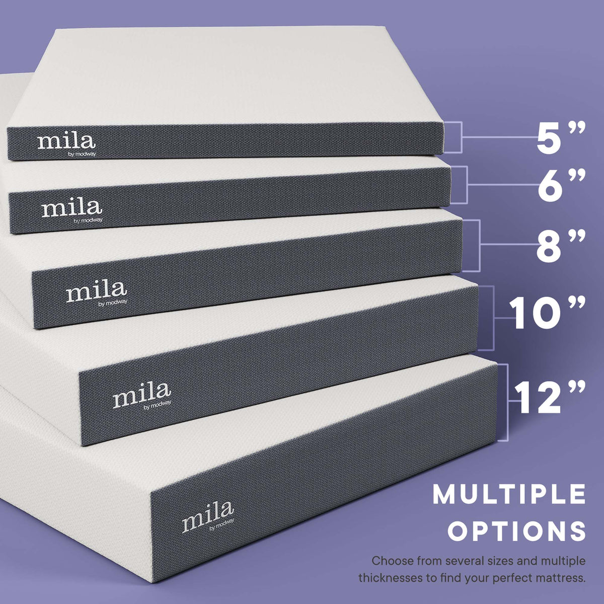 Mila 6in Narrow Twin Mattress by Modway, white top with dark gray sides, thickness options on Tampa Home & Garden Store