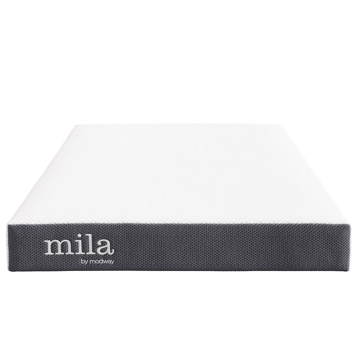 Mila 6in Narrow Twin Mattress by Modway, white quilted top with dark gray base on Tampa Home & Garden Store