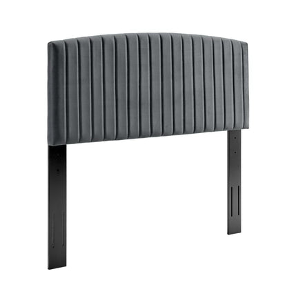 Rebecca Performance Velvet Twin Headboard gray with vertical channels by Modway for HouseOfZazla on Tampa Home & Garden Store