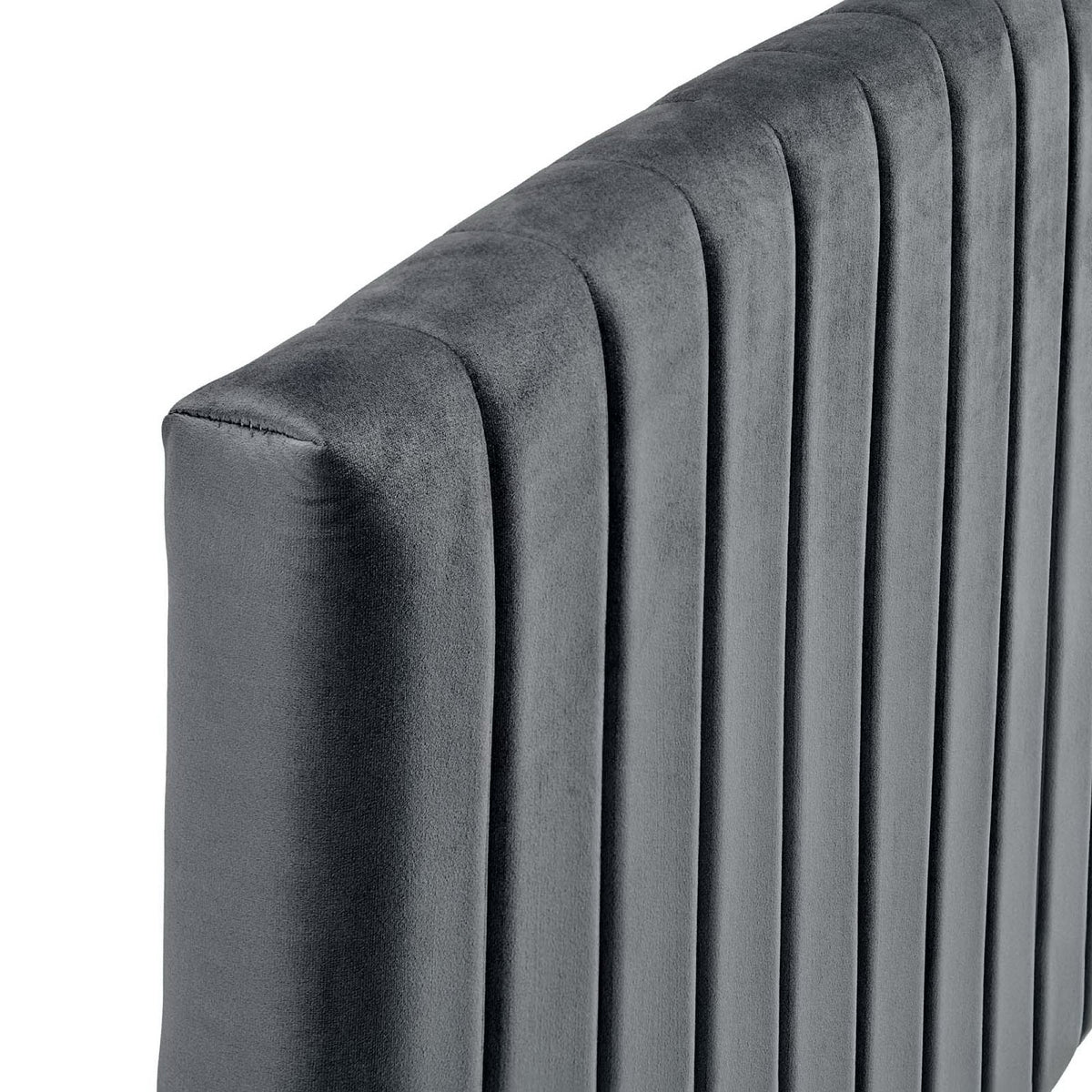 Rebecca Performance Velvet Twin Headboard by Modway, grey velvet with vertical channel tufting on Tampa Home & Garden Store