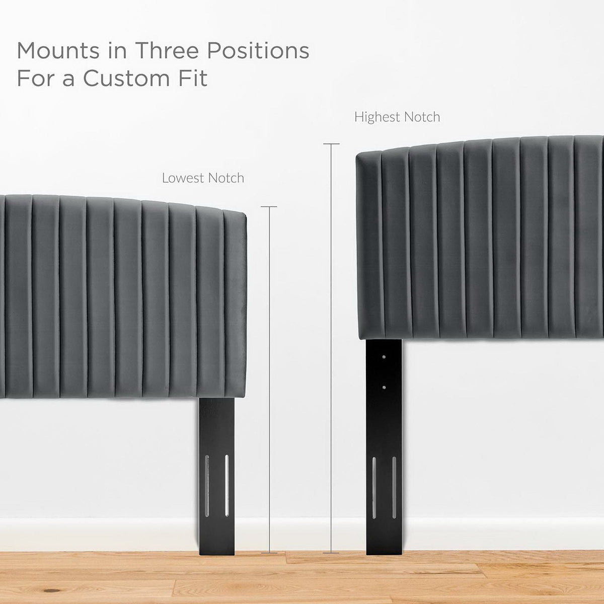 Rebecca Performance Velvet Twin Headboard Pair by Modway, charcoal gray velvet on Tampa Home & Garden Store