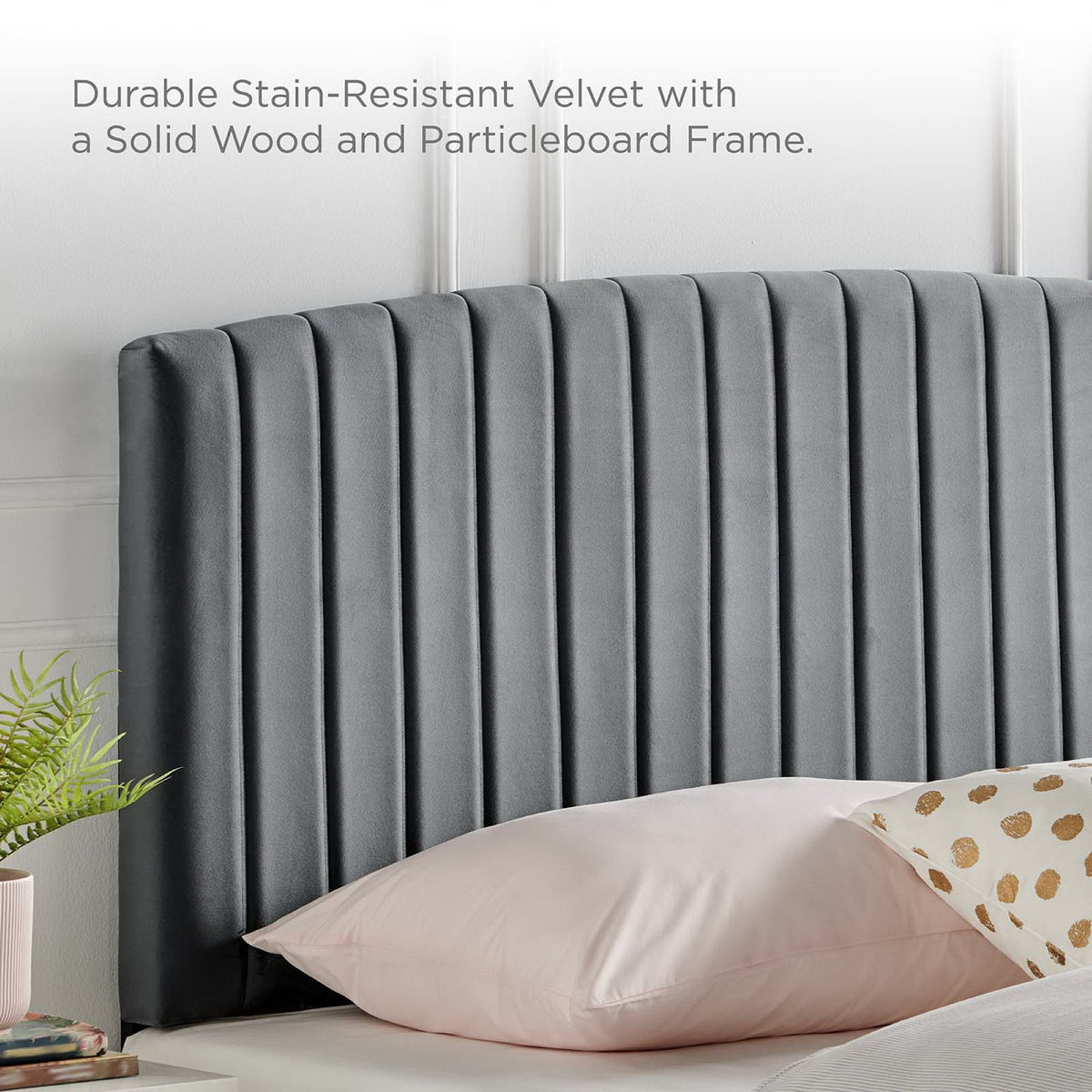 Rebecca Twin Headboard in dark gray Performance Velvet with vertical channel tufting by Modway on Tampa Home & Garden Store