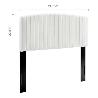 Rebecca Performance Velvet Twin Headboard white with vertical channel tufting by Modway on Tampa Home & Garden Store