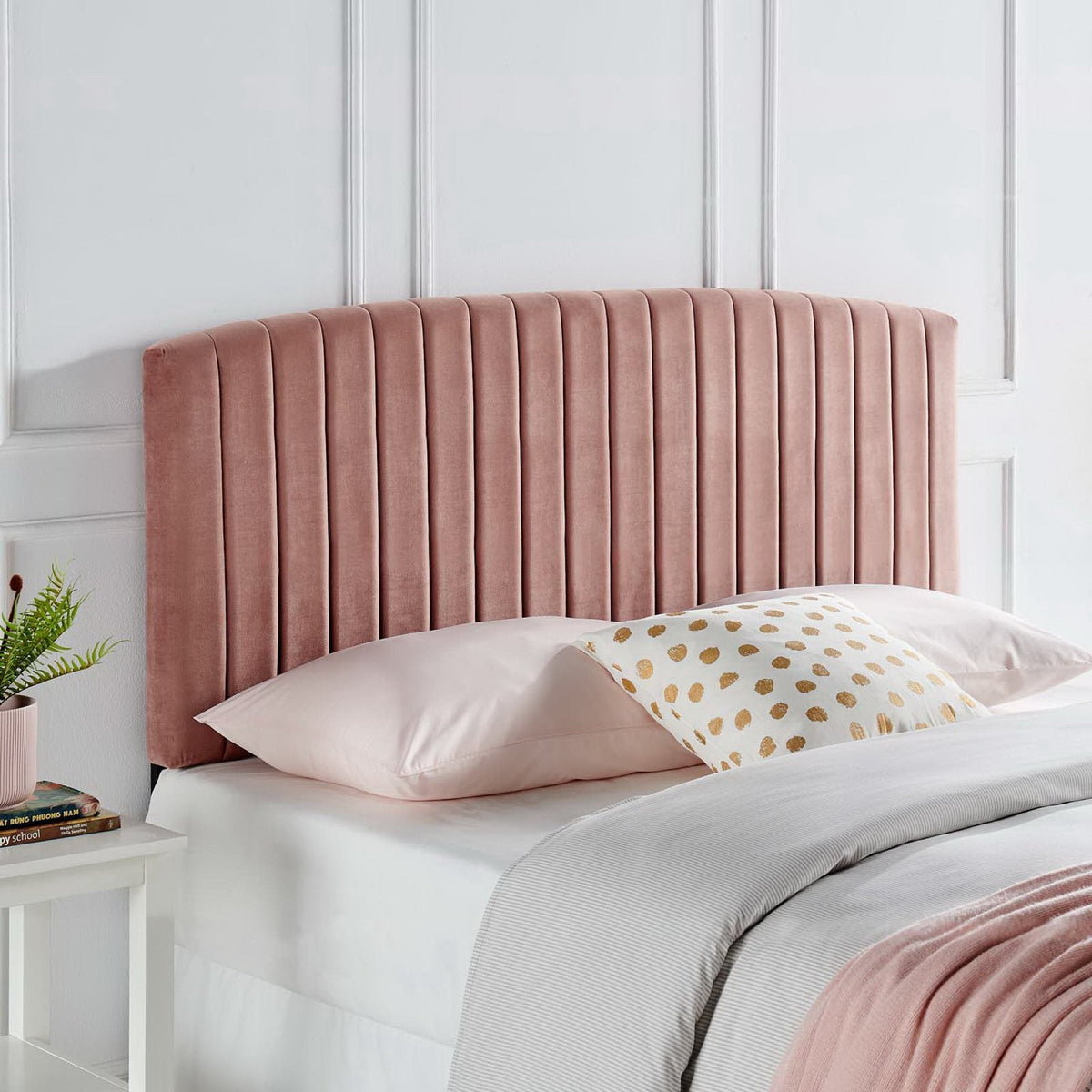 Rebecca Velvet Full/Queen Headboard in pink velvet with vertical channels by Modway on Tampa Home & Garden Store