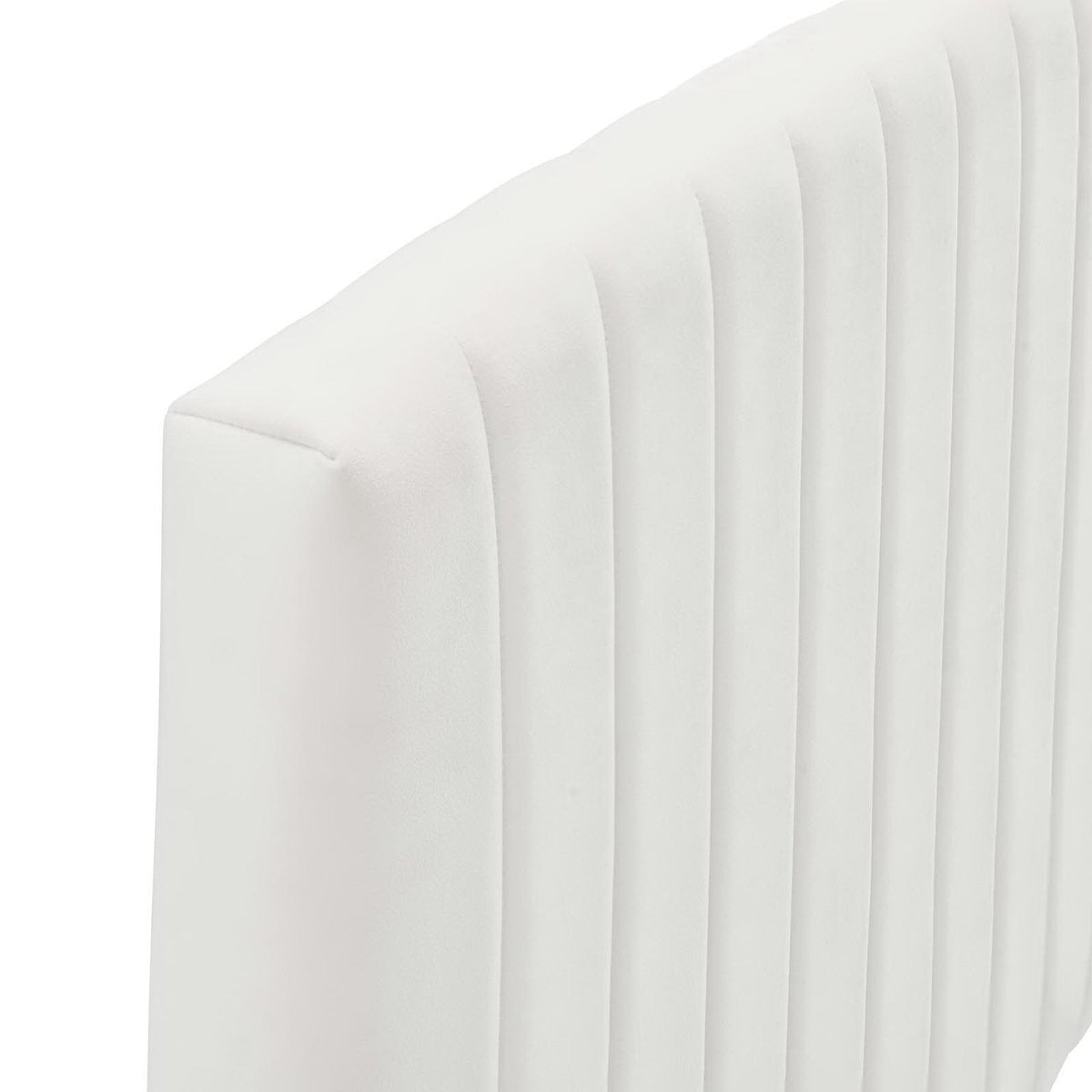 Rebecca Performance Velvet white headboard with vertical channel tufting, full/queen on Tampa Home & Garden Store